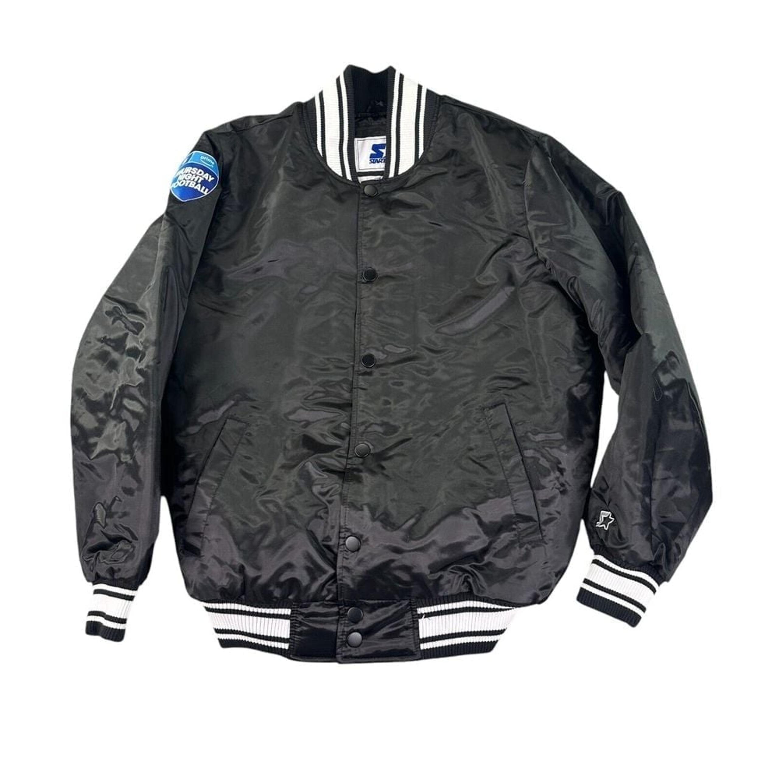 Starter Jacket Mens Medium Black Denver GIII Satin Thursday Night Football
