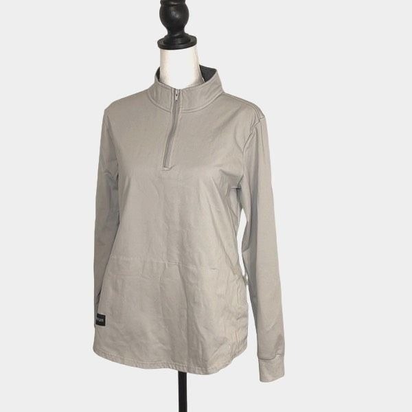 Sunrun Womens Quarter Zip Sweatshirt Long Sleeve Magnetic Side Gray Medium