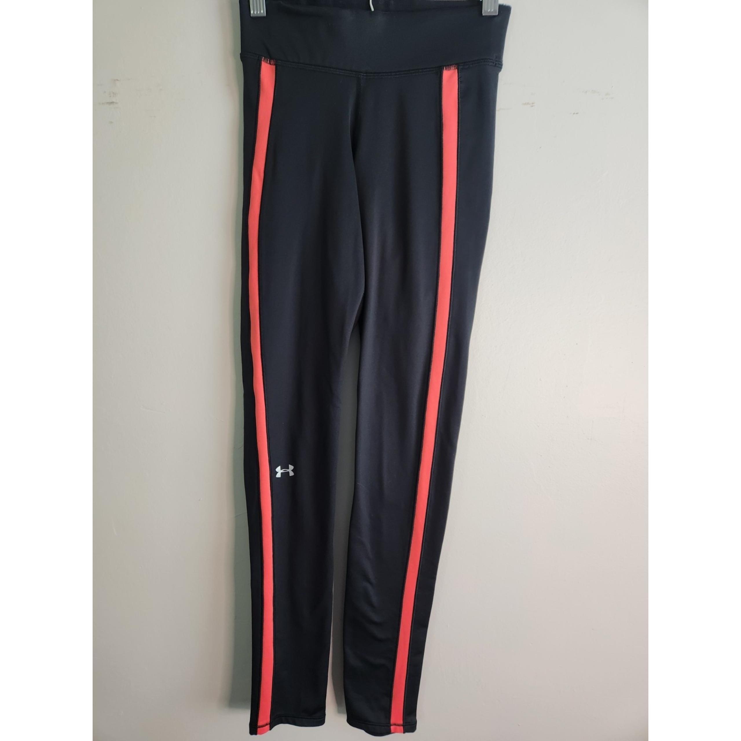 Under Armour Leggings Womens XS Black/peach Yoga Workout Compression Gym Logo