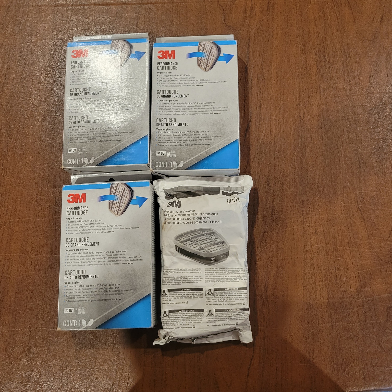 Set of 4 3M 6001P1 Organic Vapor Replacement Cartridge Exp date 12/2024