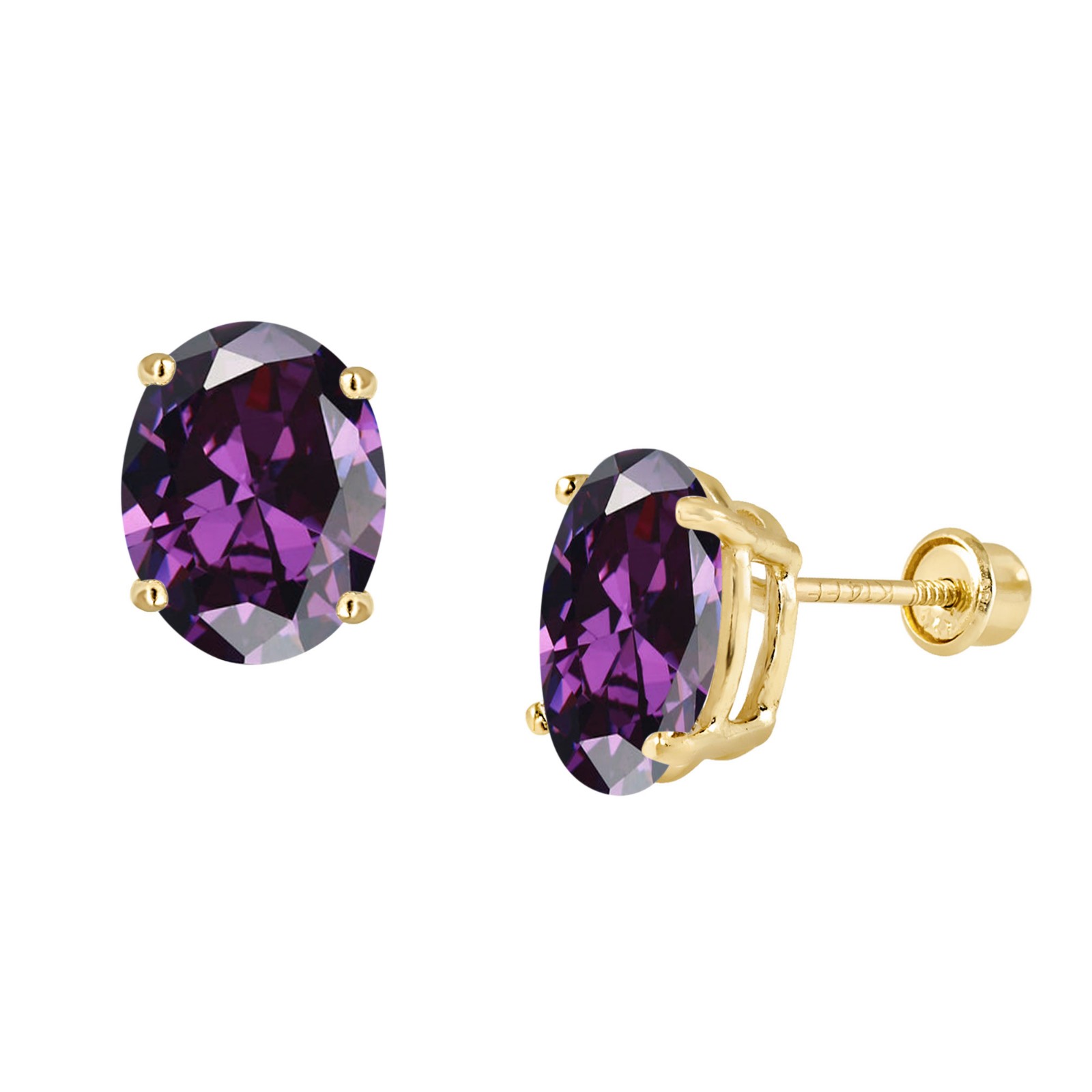 Oval Shape 14K Solid Yellow Gold Light Weight Gold Screw Backing available in 12