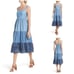 KATE SPADE X BROOME STREET Chambray Patio Midi Embroidered Smocked Tencel dress