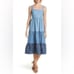 KATE SPADE X BROOME STREET Chambray Patio Midi Embroidered Smocked Tencel dress
