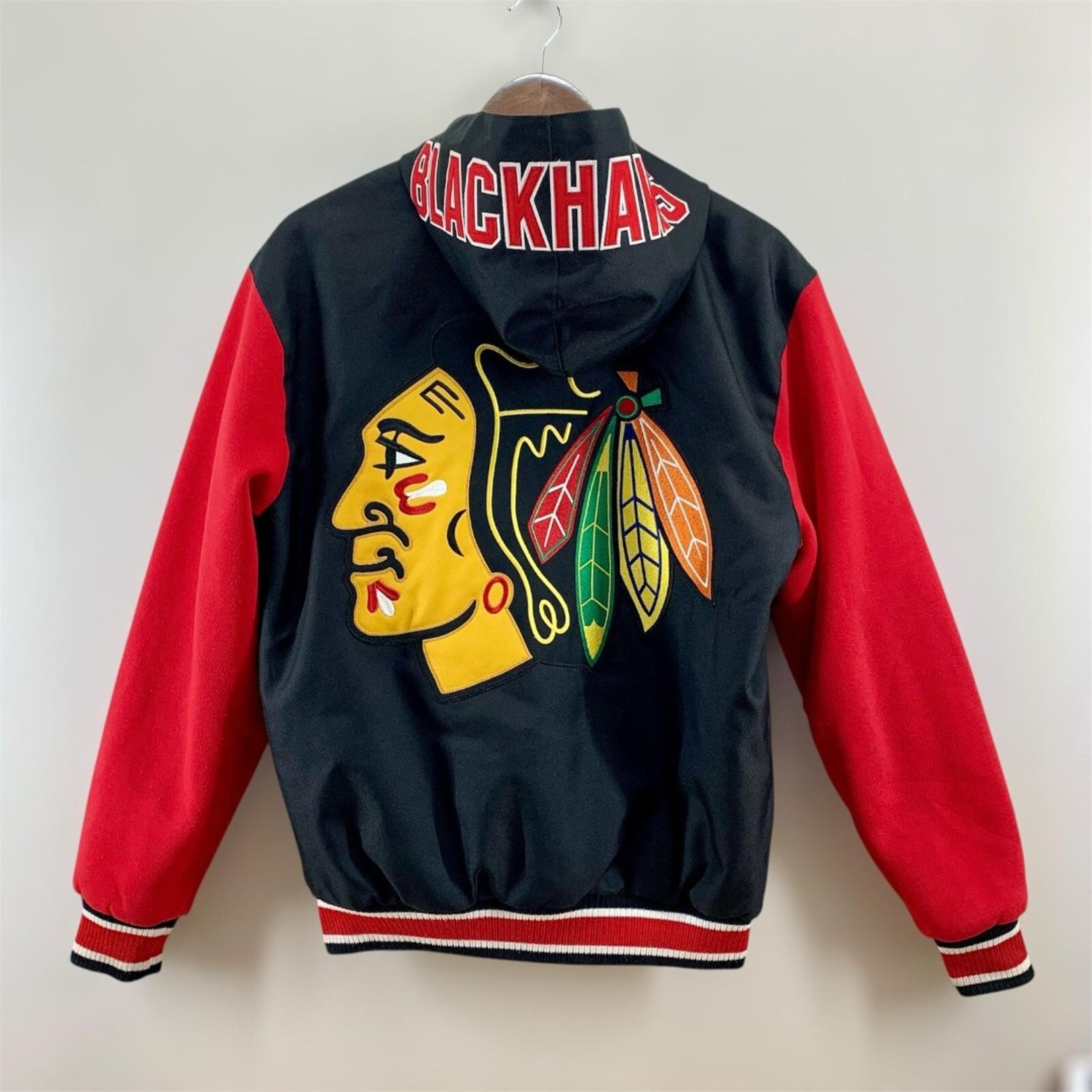 Chicago Blackhawks JH Design Embroidered Men Size S Reversible Bomber Jacket NHL
