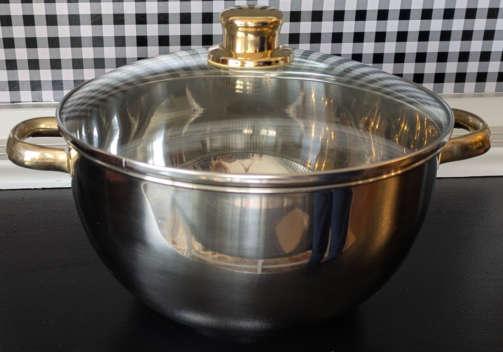 Command Performance Gold 18/10 Stainless Steel 6 Qt Pan 3 Ply w Glass Lid
