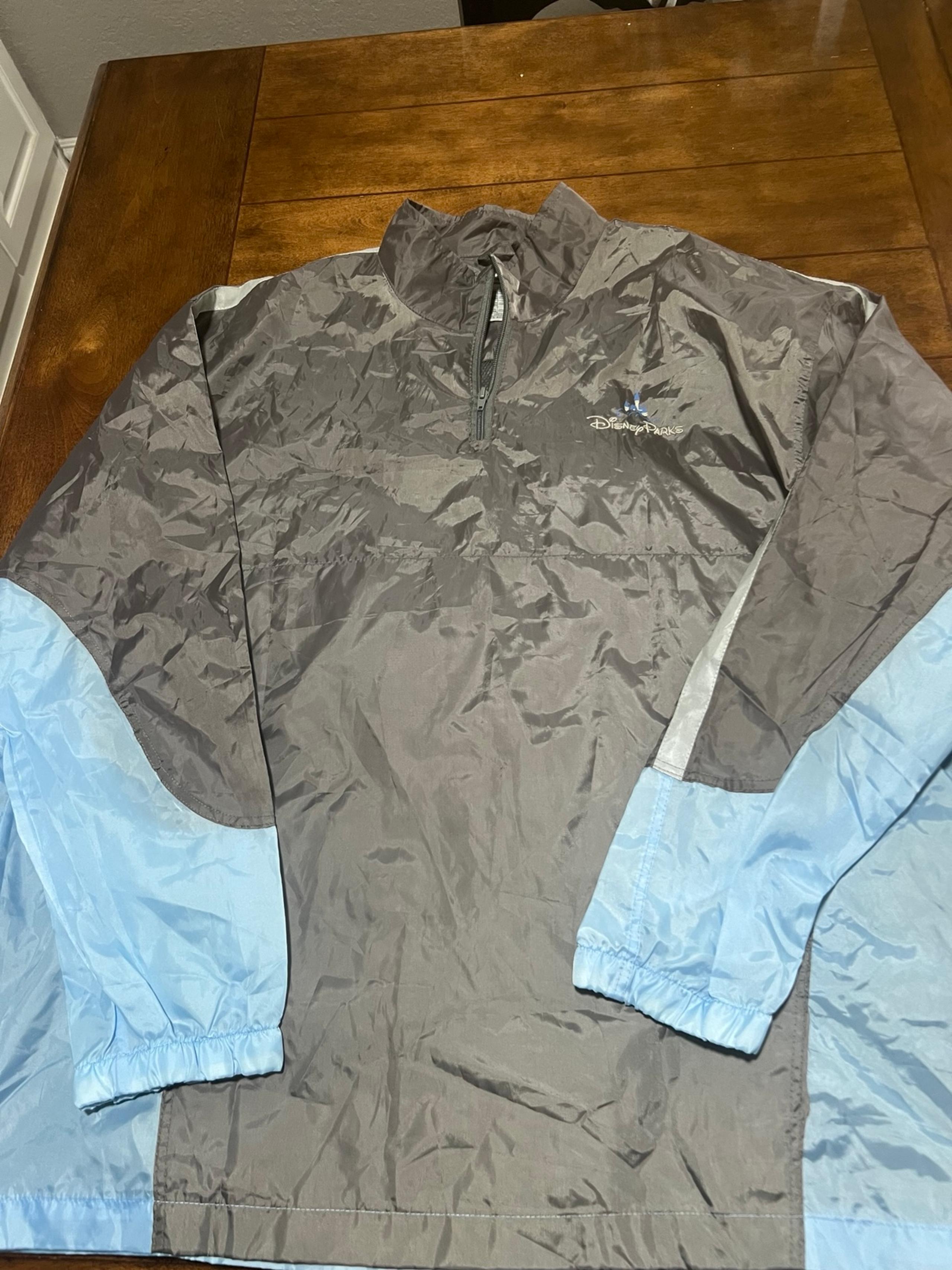 Disney Parks Packable Windbreaker XL Blue Gray Embroidered