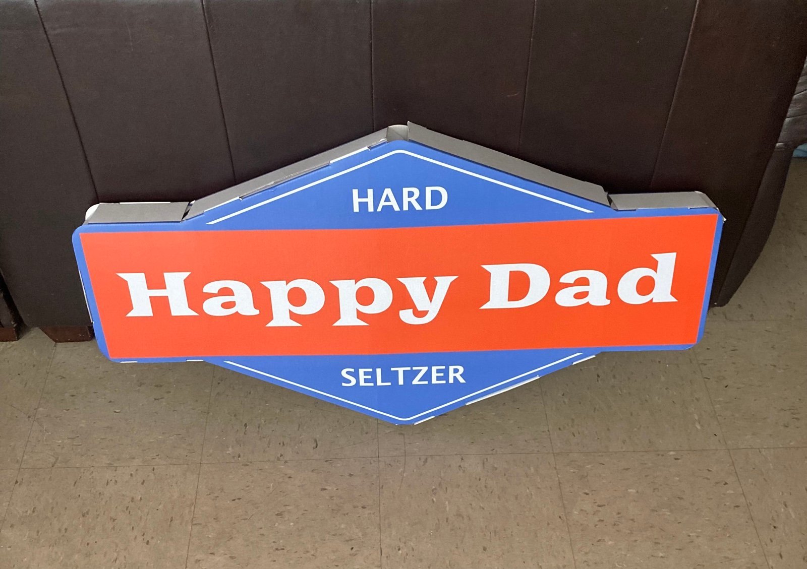 3-d double sided large 40”x21” inch cardboard happy dad seltzer display