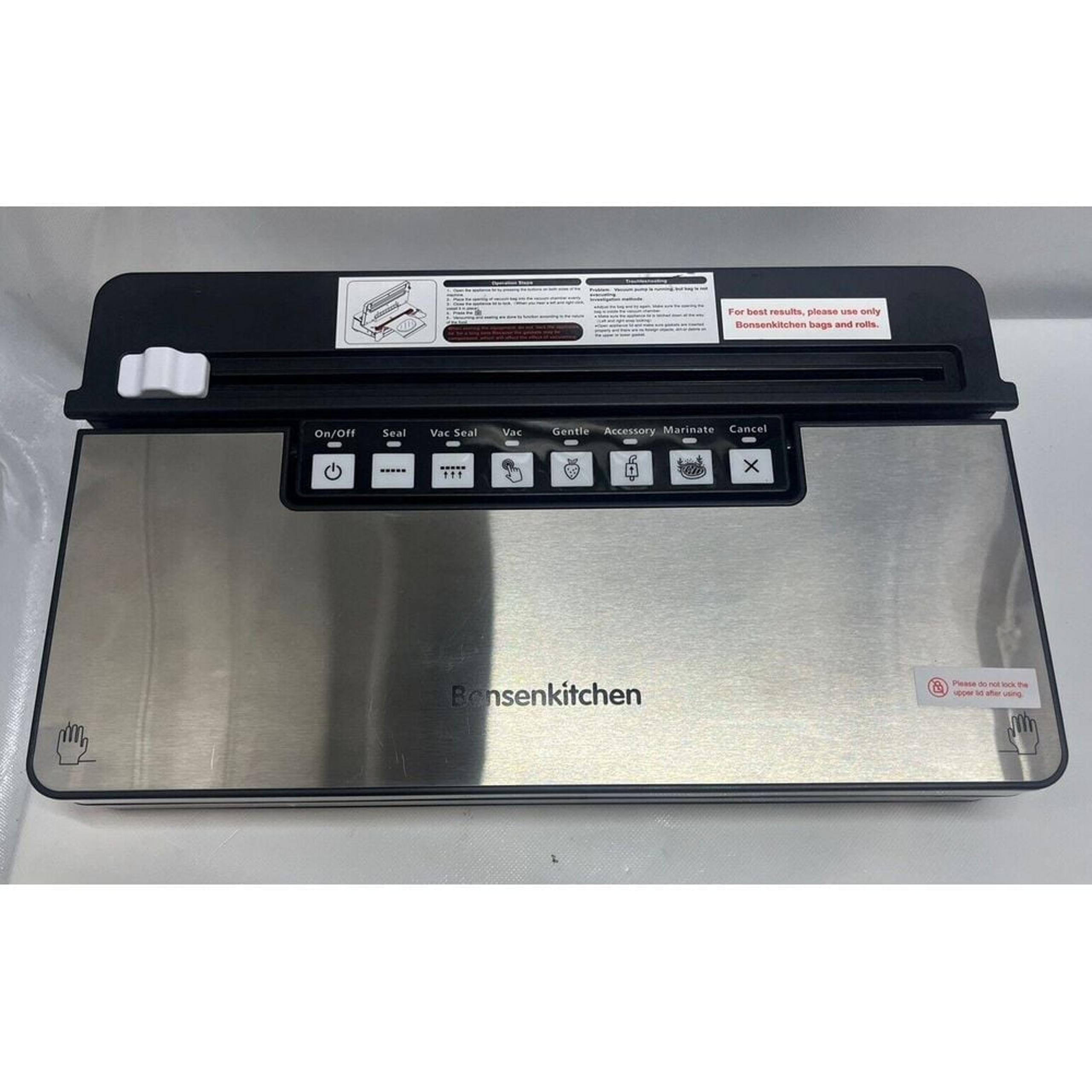 Bonsenkitchen VS3201 Silver Black Stainless Steel Food Vacuum Sealer Machine