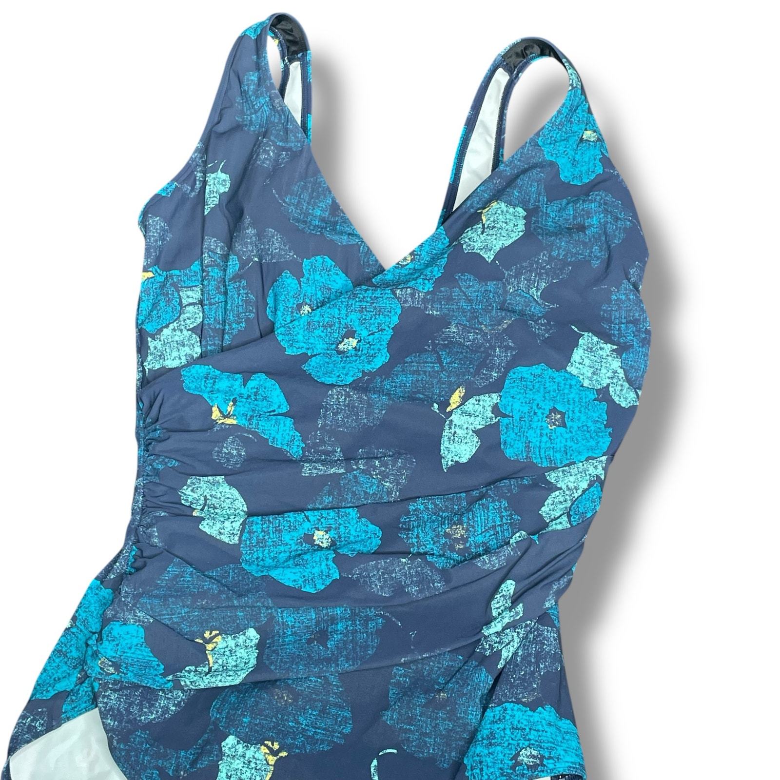 LL Bean Tanksuit Sz 14 Long Shaping Swim Suit Swimwear Holiday Compressive Blue