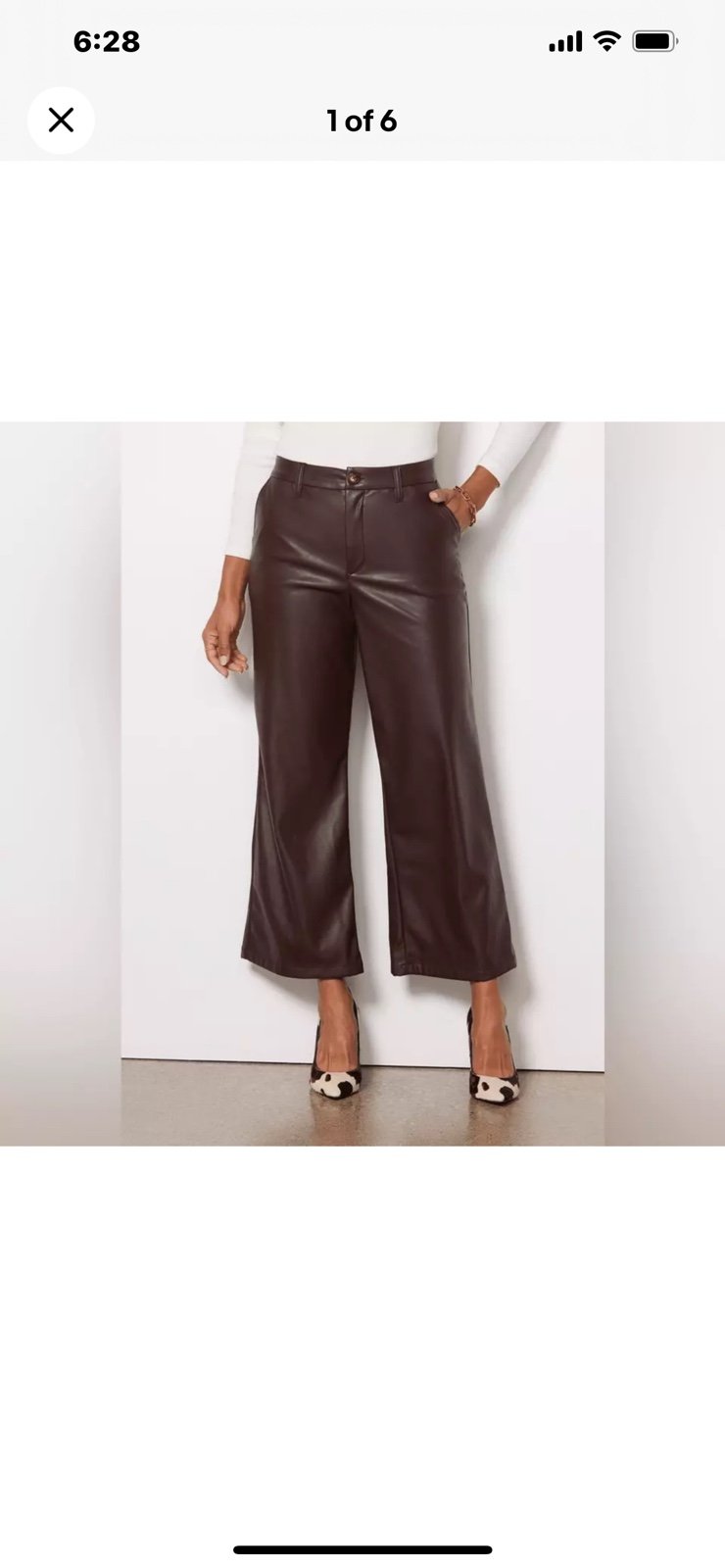 KUT From the Kloth Aubrielle Wide Leg Faux Leather Trousers Brown Size 4 NEW