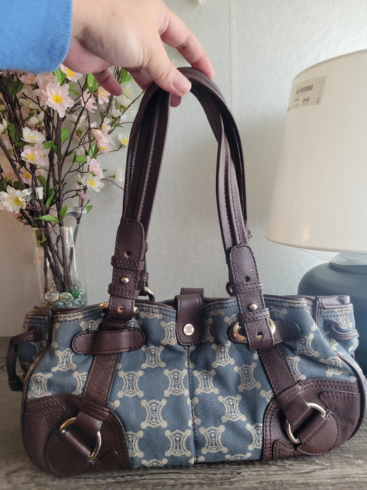Celine denim macadam shoulder bag