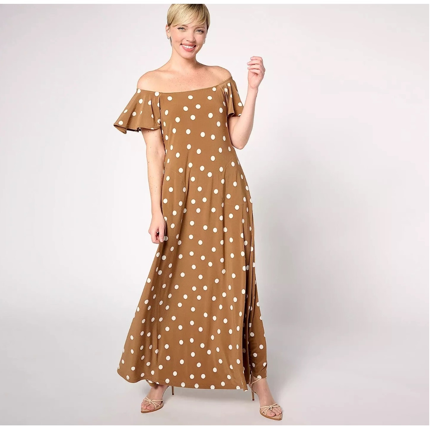 Attitudes by Renee Tall Como Jersey Flutter Sleeve Maxi Dress Size: Medium Tall