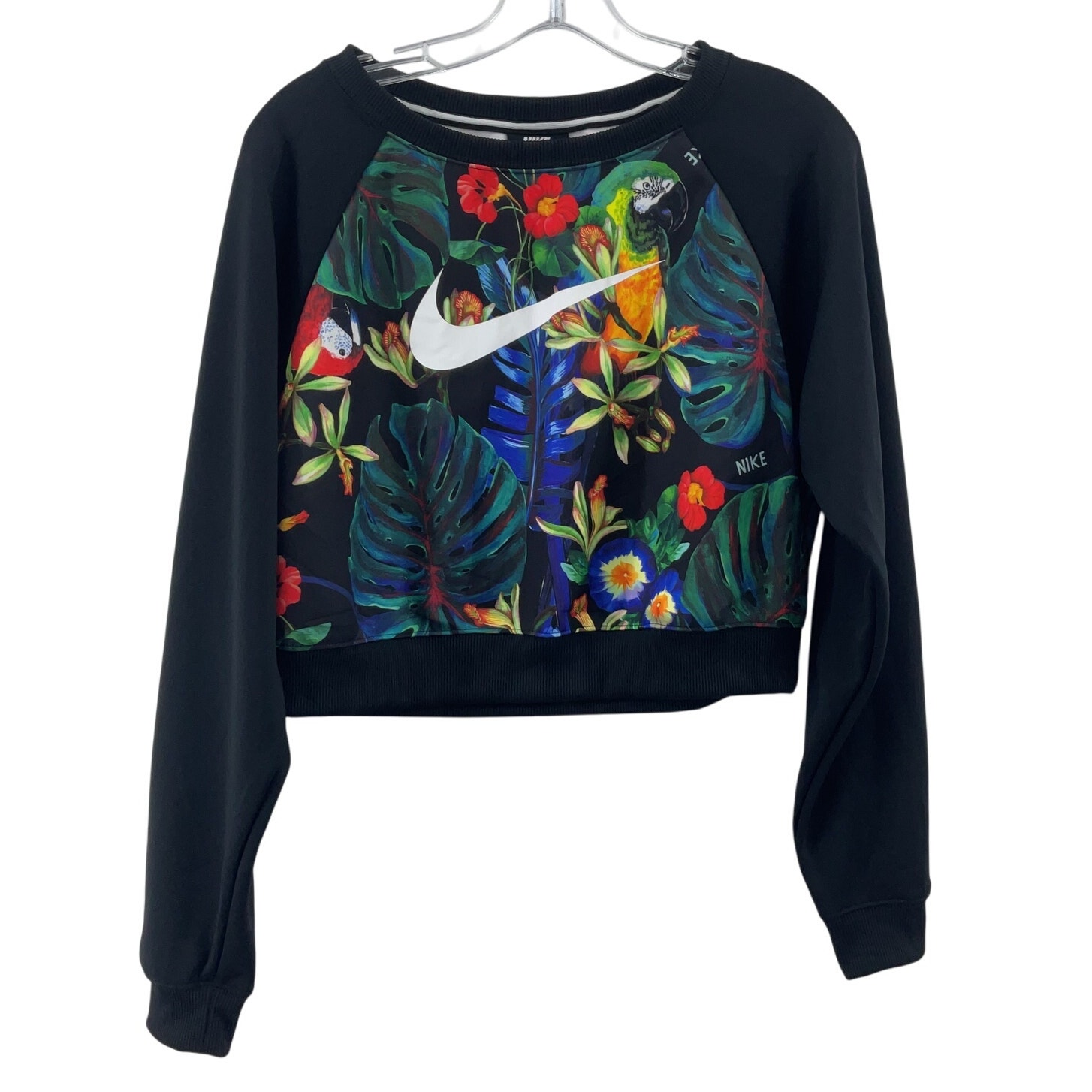 Nike Women's Black Floral Printed Pullover Crewneck Sweatshirt S New With Tags