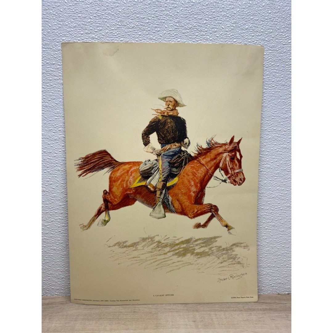Vtg 1956 Art Print A Cavalry Officer By Frederic Remington