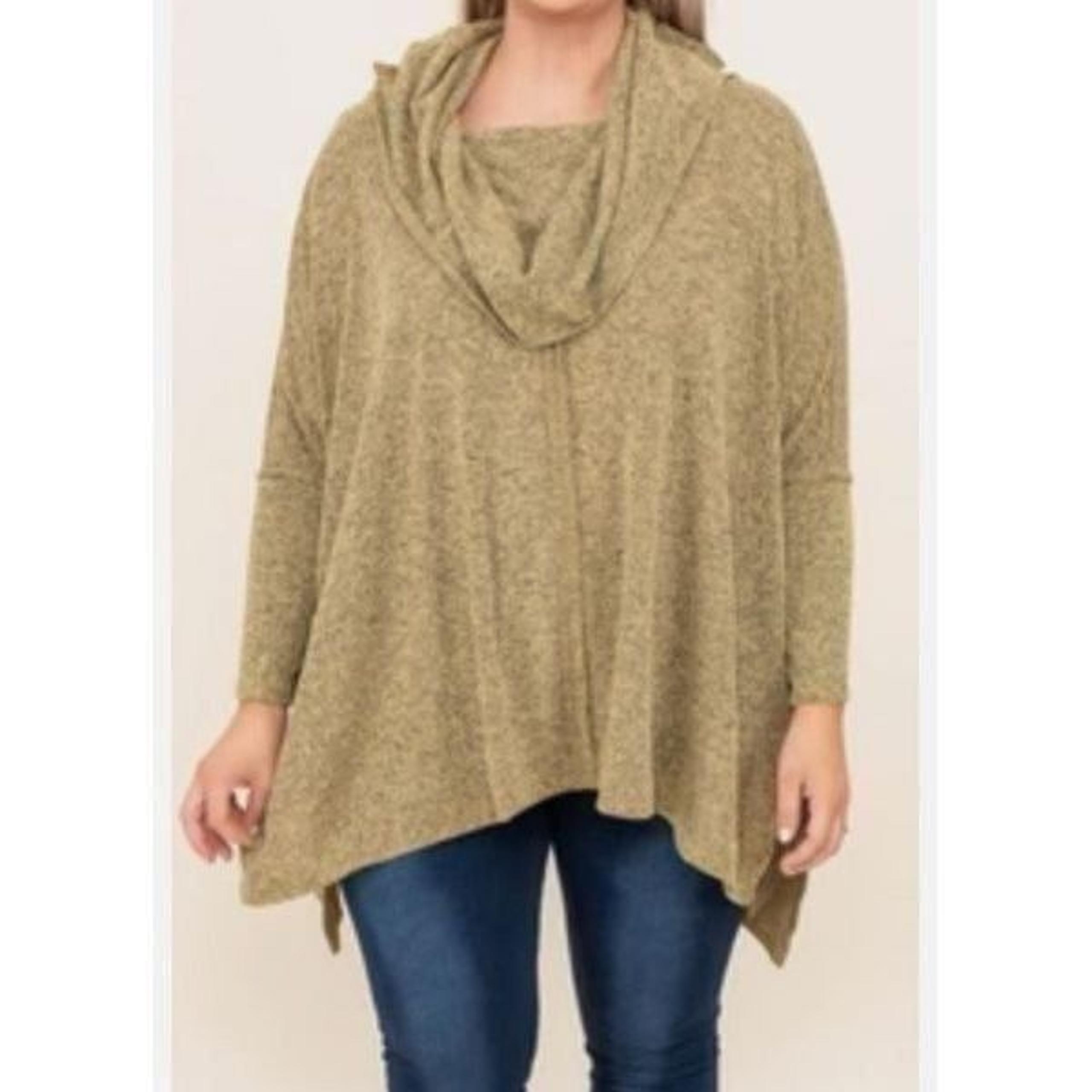 Easel Mustard Cowl Neck Tunic NWT | L