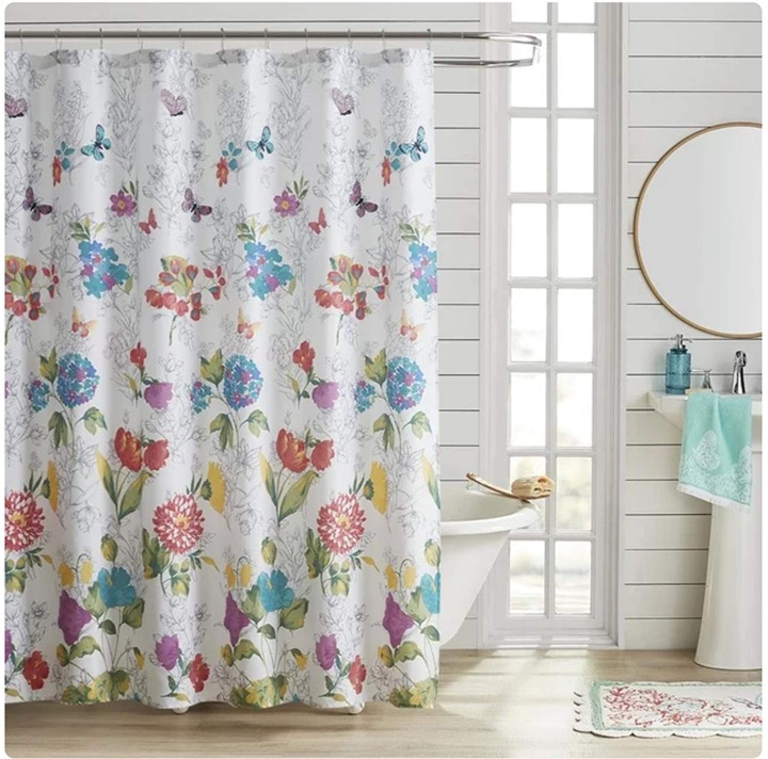 The Pioneer Woman Blooming Bouquet Floral Embroidered Shower Curtain