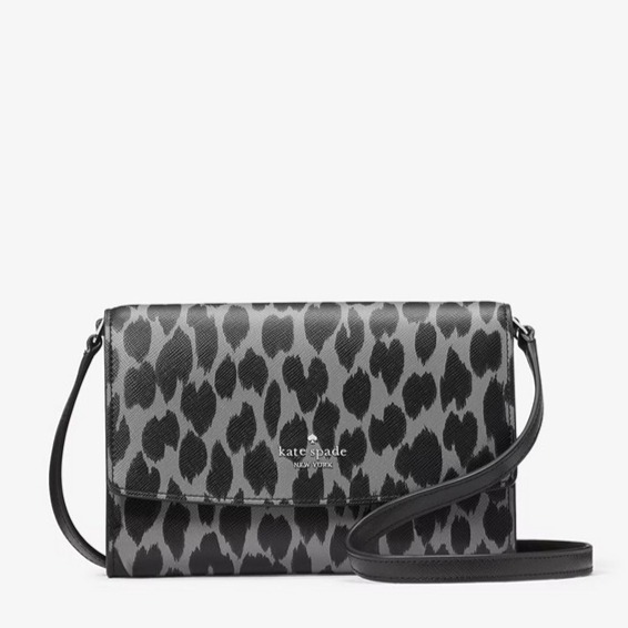 New Kate Spade Perry Crossbody Spotted Animal Leopard Grey Black