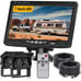 Upgrade Dual Backup Camera 7'' Monitor Kit HD 720P Monitor IP69 Waterproof Rever