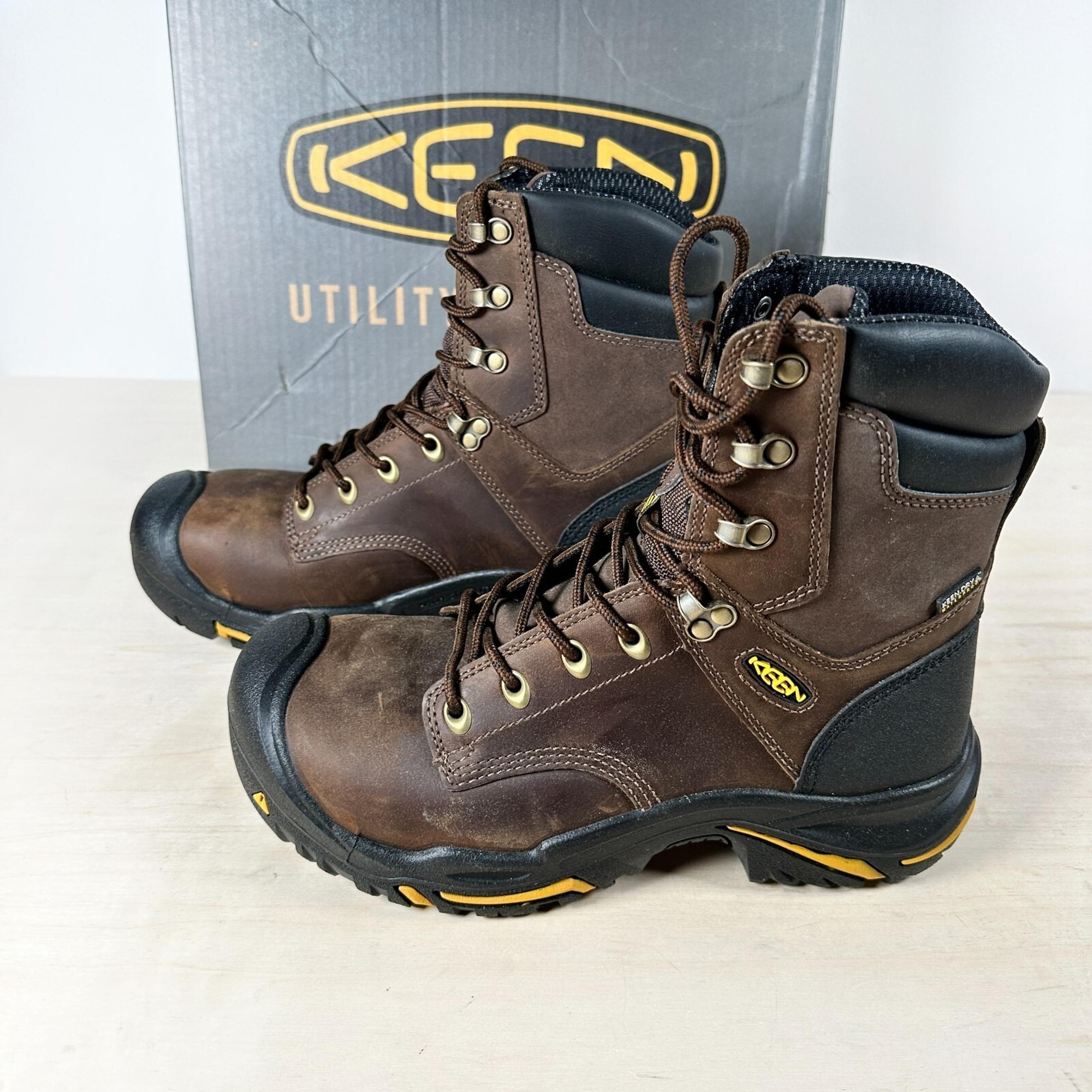 NIB KEEN MT Vernon 8 inch - Size 8.5 Brown Waterproof Steel Toe Men's  Boots NEW