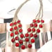 Vintage Multi-strand Red Crystal Gold Statement Necklace