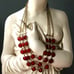 Vintage Multi-strand Red Crystal Gold Statement Necklace