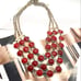Vintage Multi-strand Red Crystal Gold Statement Necklace