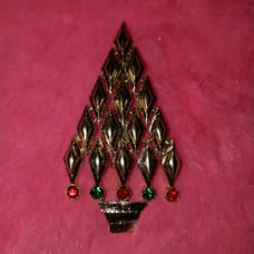 Vintage Tancer II Diamond Shape Christmas Tree With Ornaments Broach