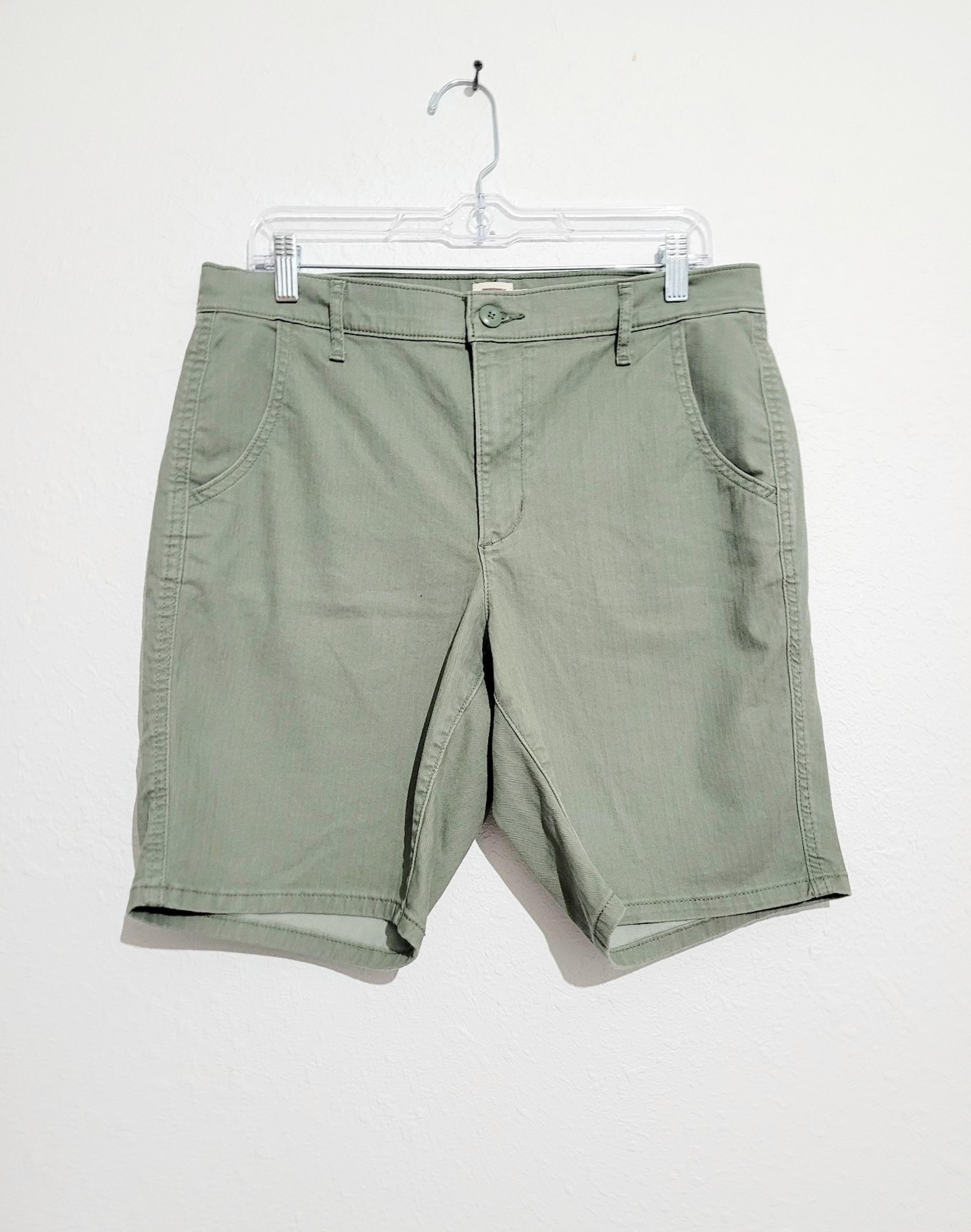 LEVI'S mens Flat Front Chino Casual Shorts Size 30 Green Stretch Comfortable