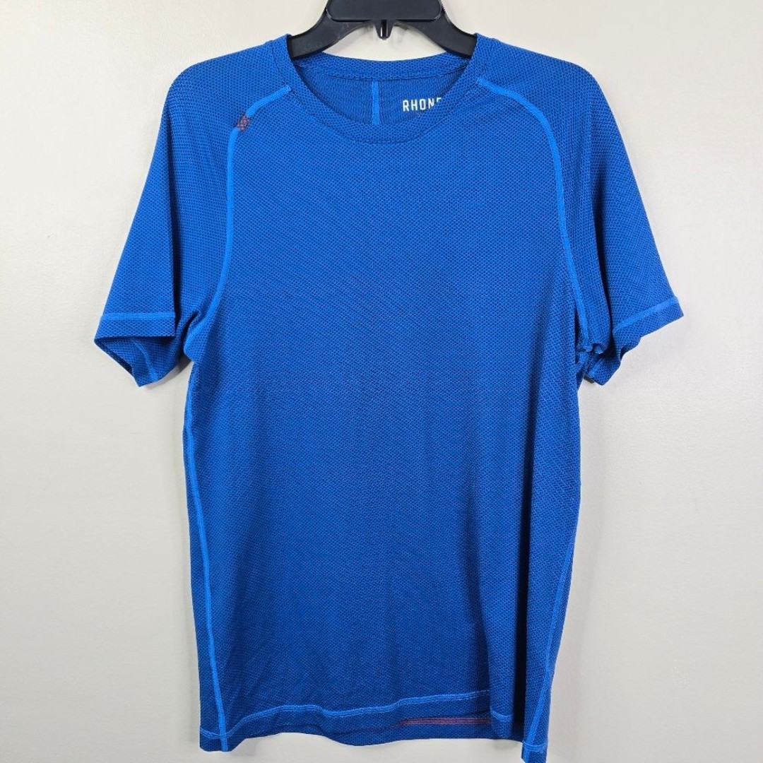 Rhone Mens Blue Short Sleeve Crewneck Breathable Lightweight Performance Shirt M