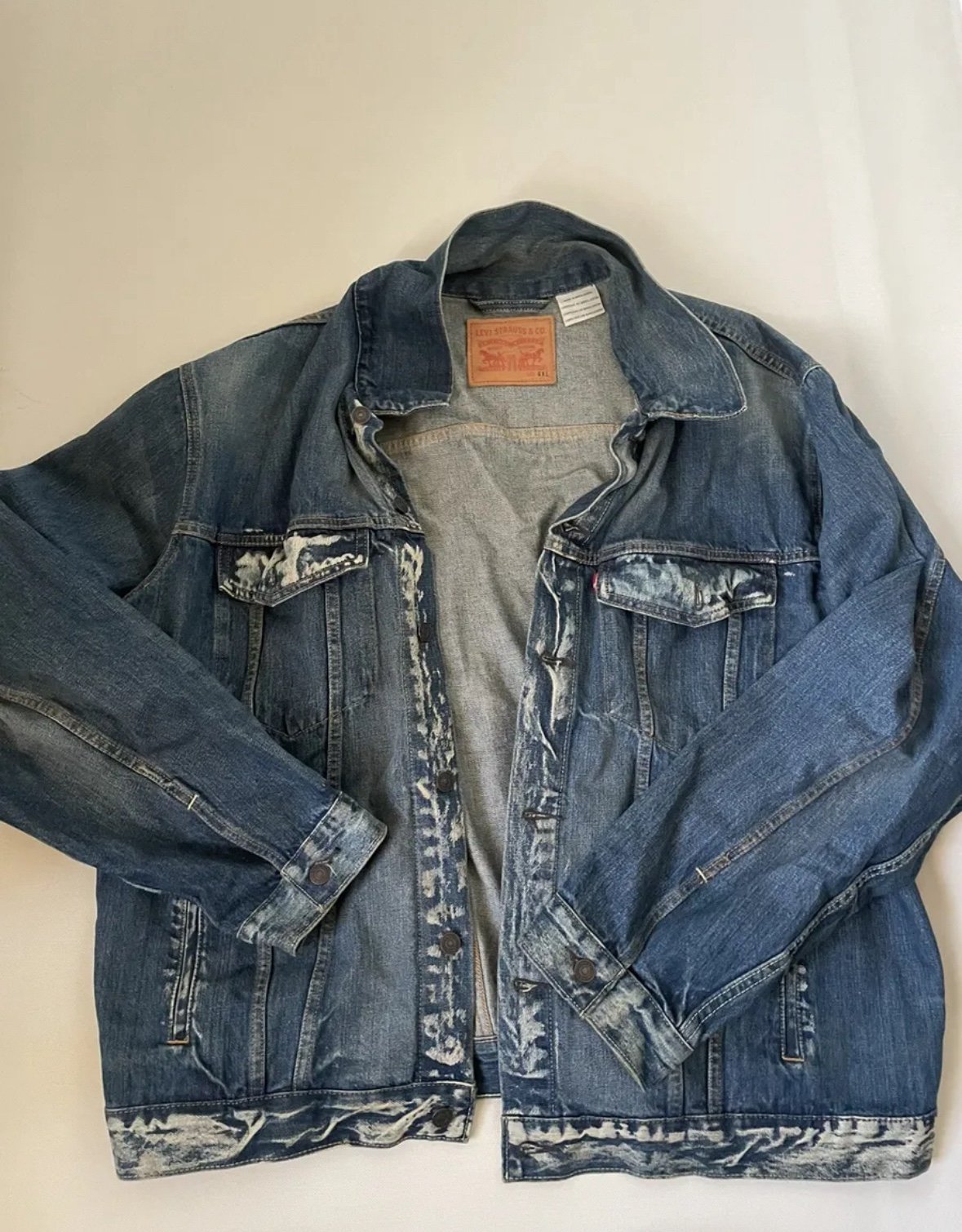 VTG LEVI STRAUSS Signature Denim Trucker Bike blue jean jacket mens Size 4XL 4X