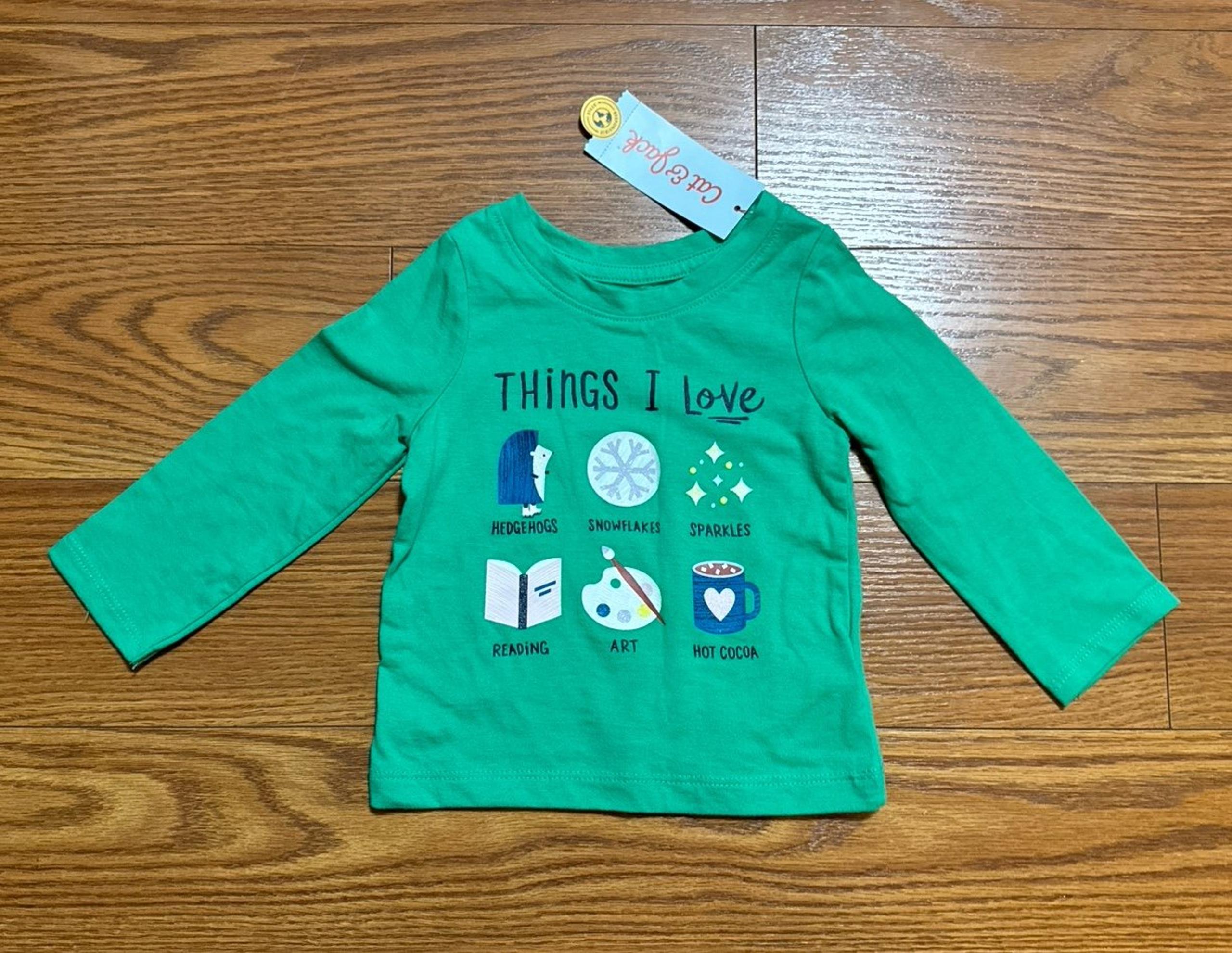 Cat & Jack 12m green winter long sleeve tee shirt