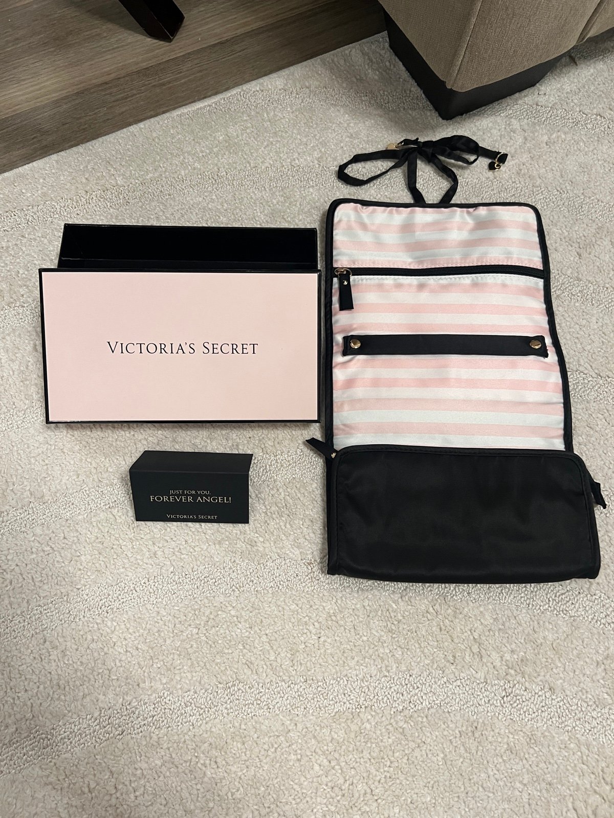 Victoria's Secret Pink and White Stripe Travel Case