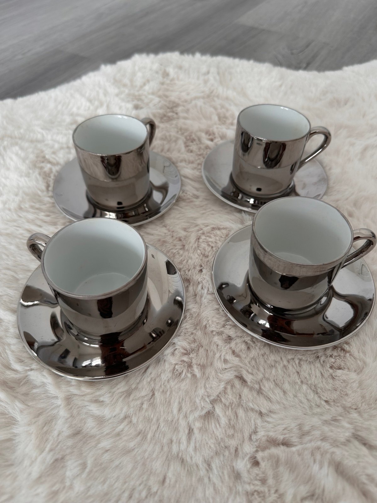 Rare Vintage Collectible GEORG JENSEN STERLING SILVER Expresso Cups Saucers