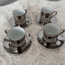 Rare Vintage Collectible GEORG JENSEN STERLING SILVER Expresso Cups Saucers