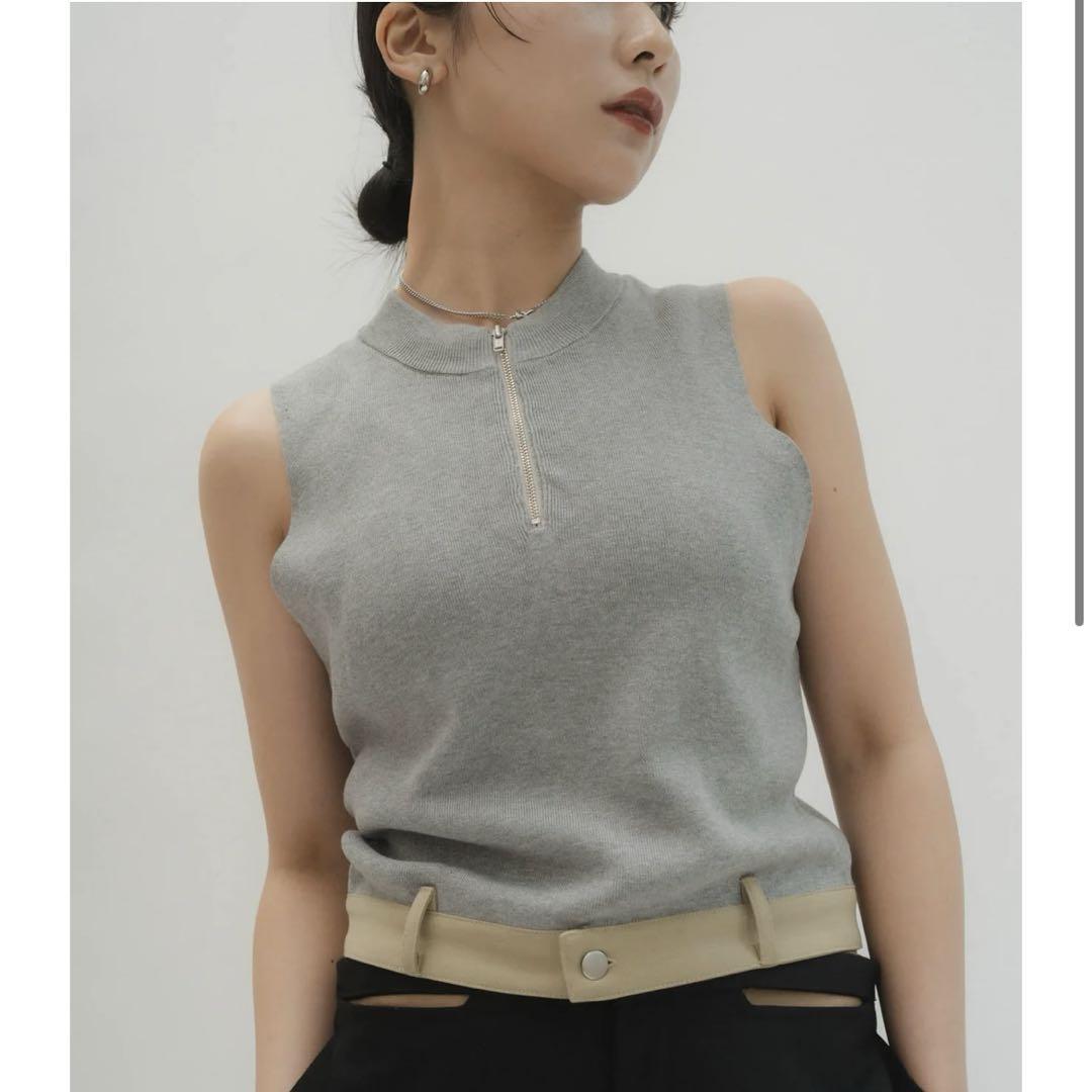 half zip knit tank tops/2color | KNUTH MARF