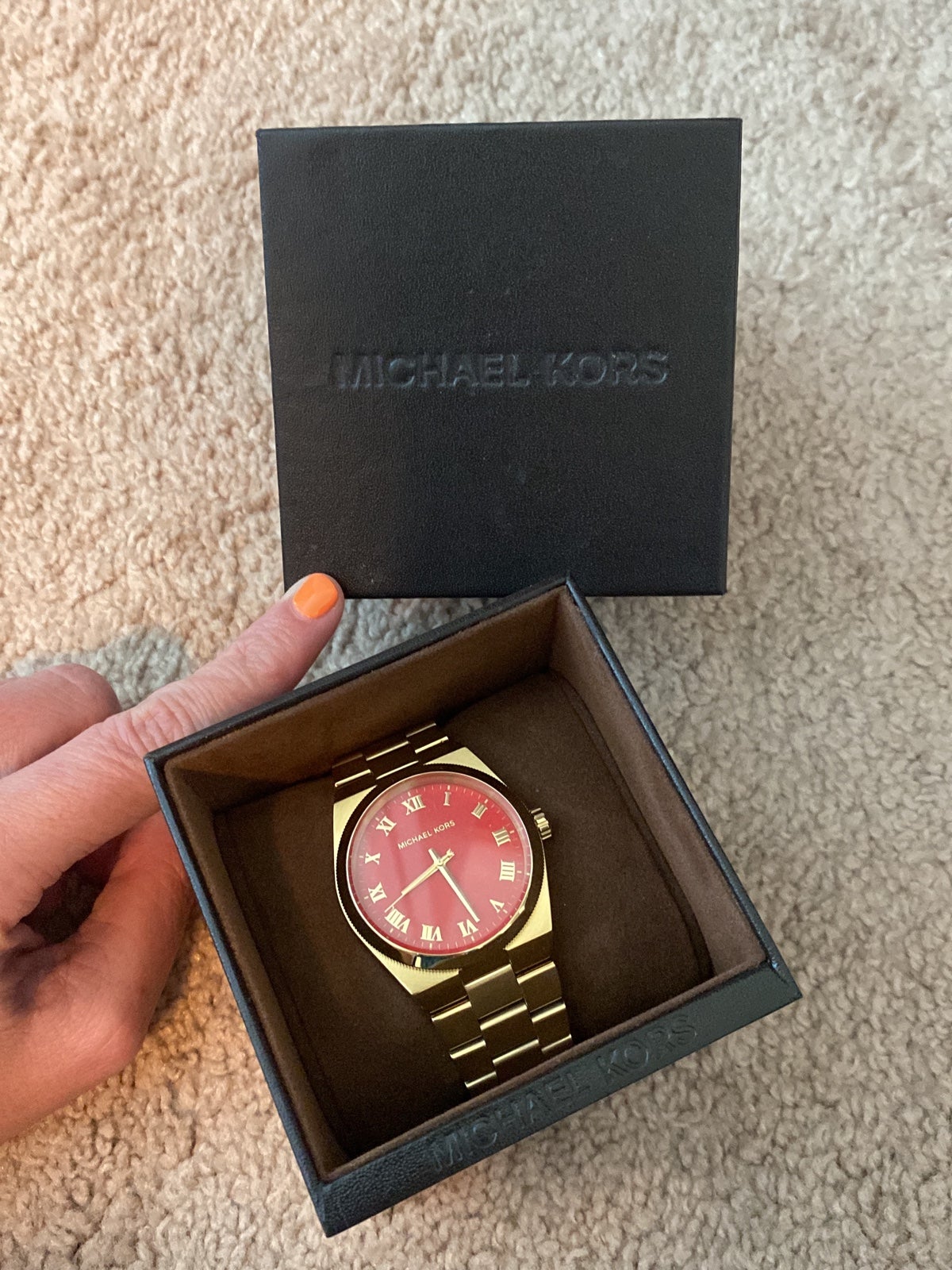 michael kors watch with red face