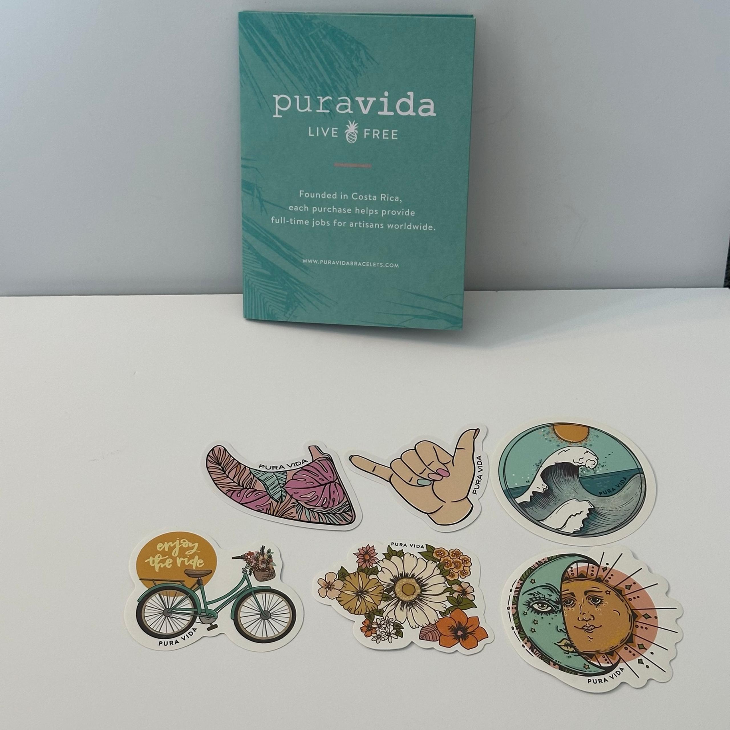 Pura Vida Summer Exclusive Sticker Pack- Lot Of 6 Stickers Celestial Surfer- NEW