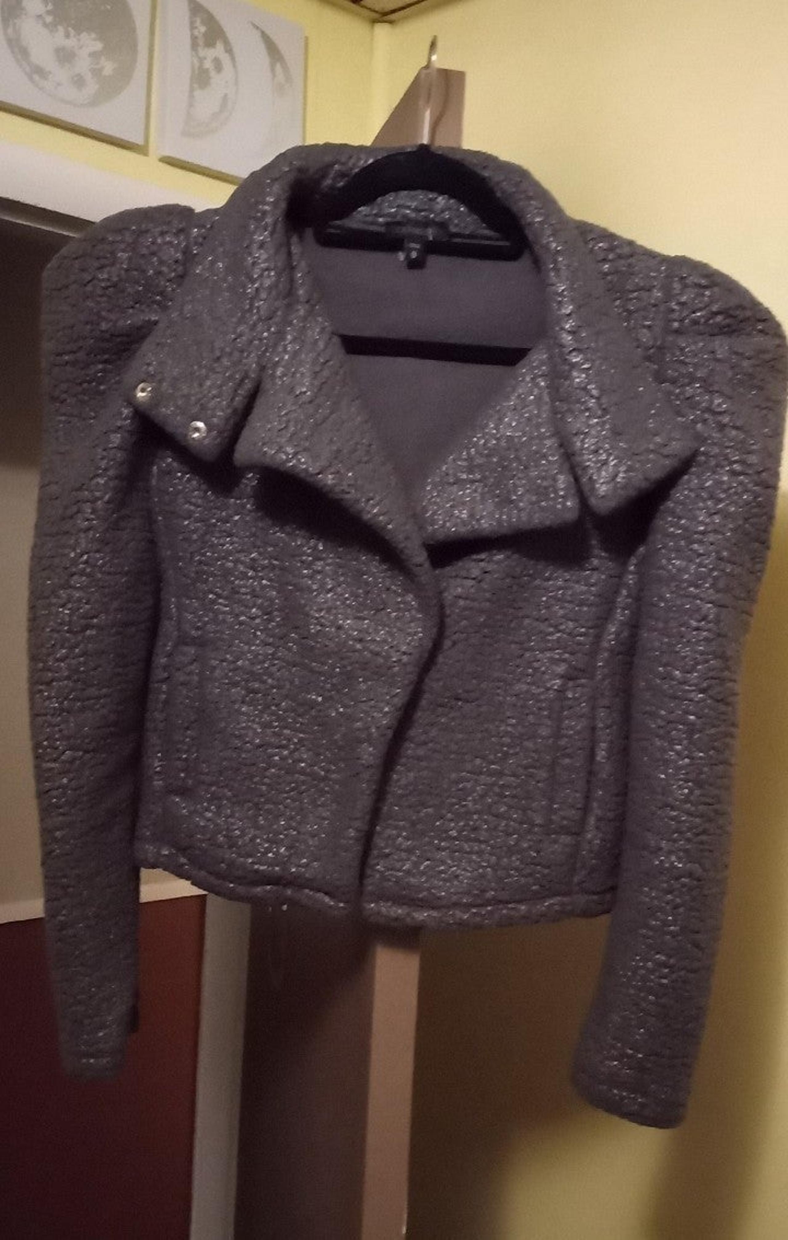 EXPRESS GREY & SILVER METALLIC FLEECE JACKET⭐Small, New!