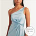 Abercrombie & Fitch One-Shoulder Satin Knotted Midi blue Dress Wedding party