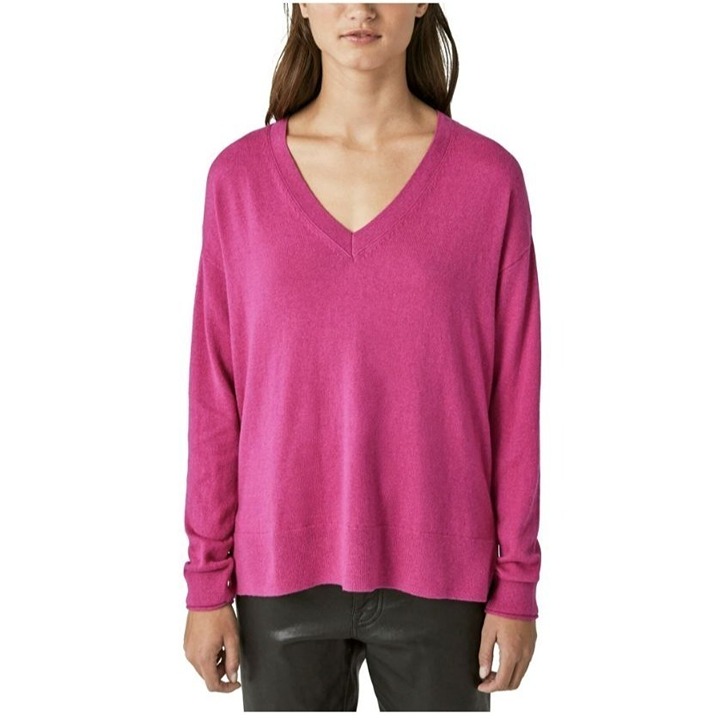 Lucky Brand Cloud Soft V Neck Sweater XXL Pink Long Sleeve Oversized Pullover