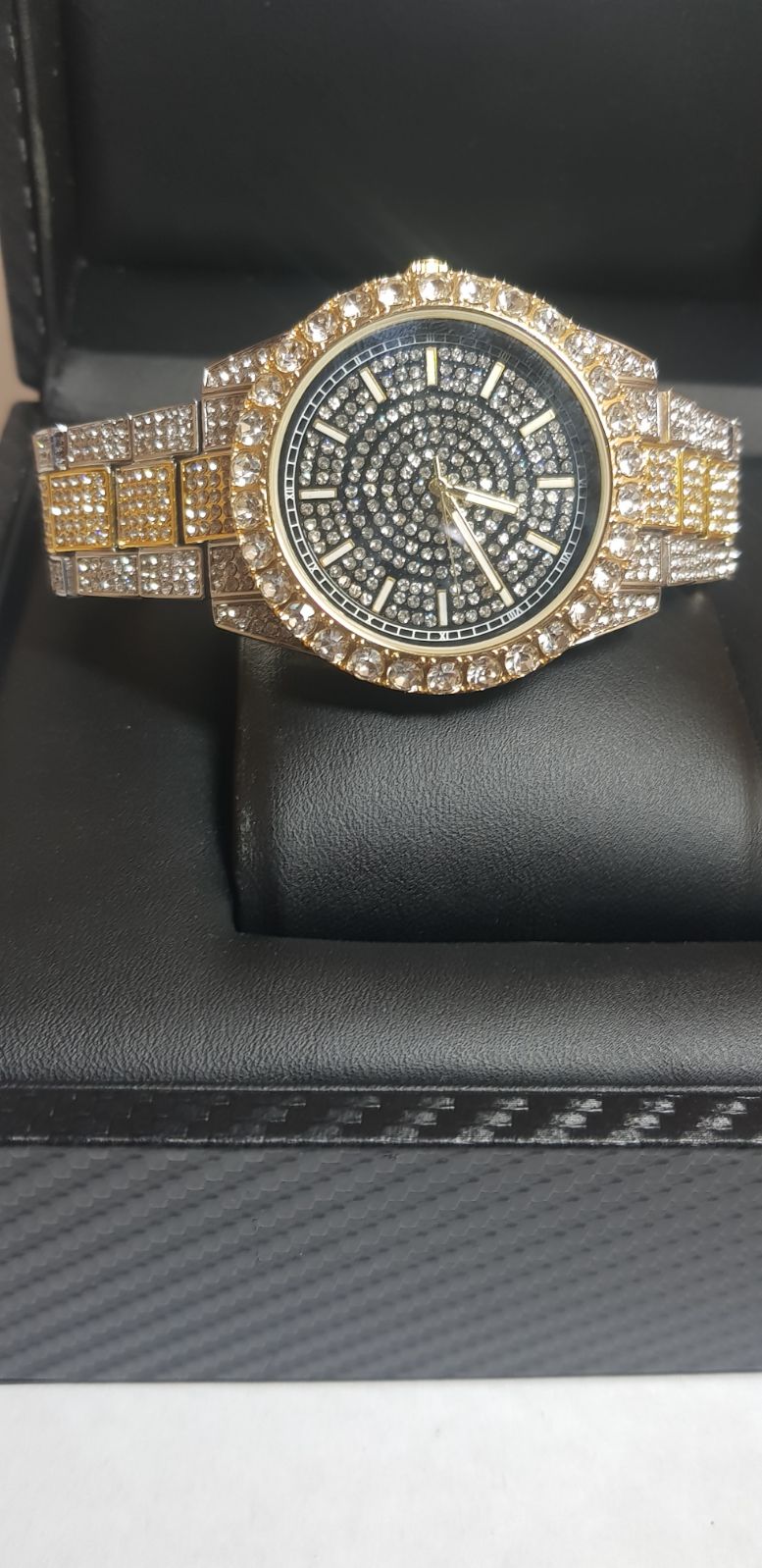 14K GOLD PLATED ICED OUT WATCH