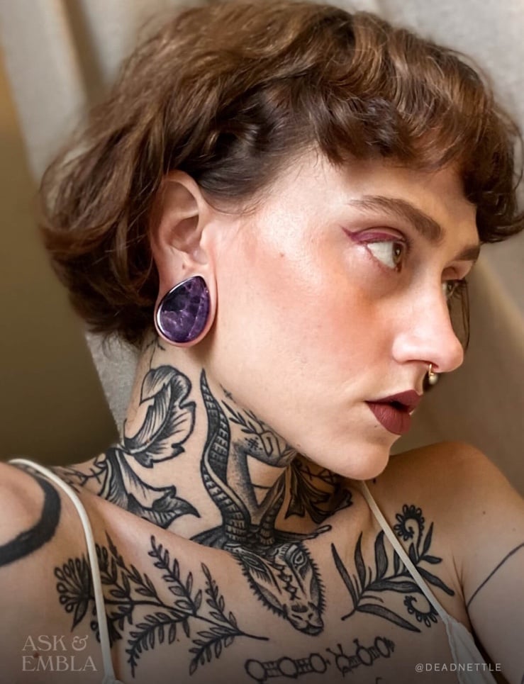 Ask & Embla Amethyst Teardrop Plugs 22mm - 7/8