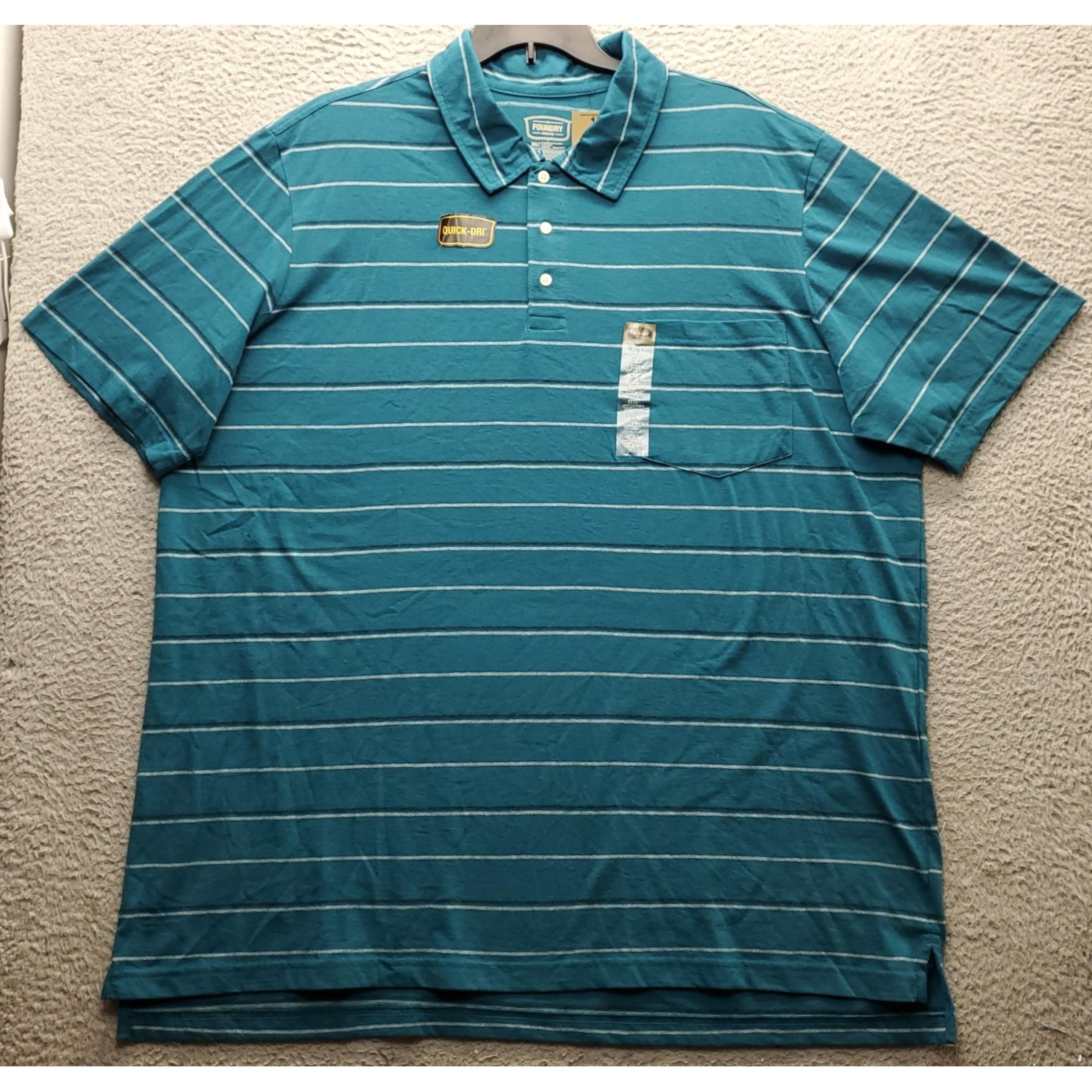 The Foundry Supply Polo Shirt Mens 3XLT Multicolor Striped High Low Slit Popover