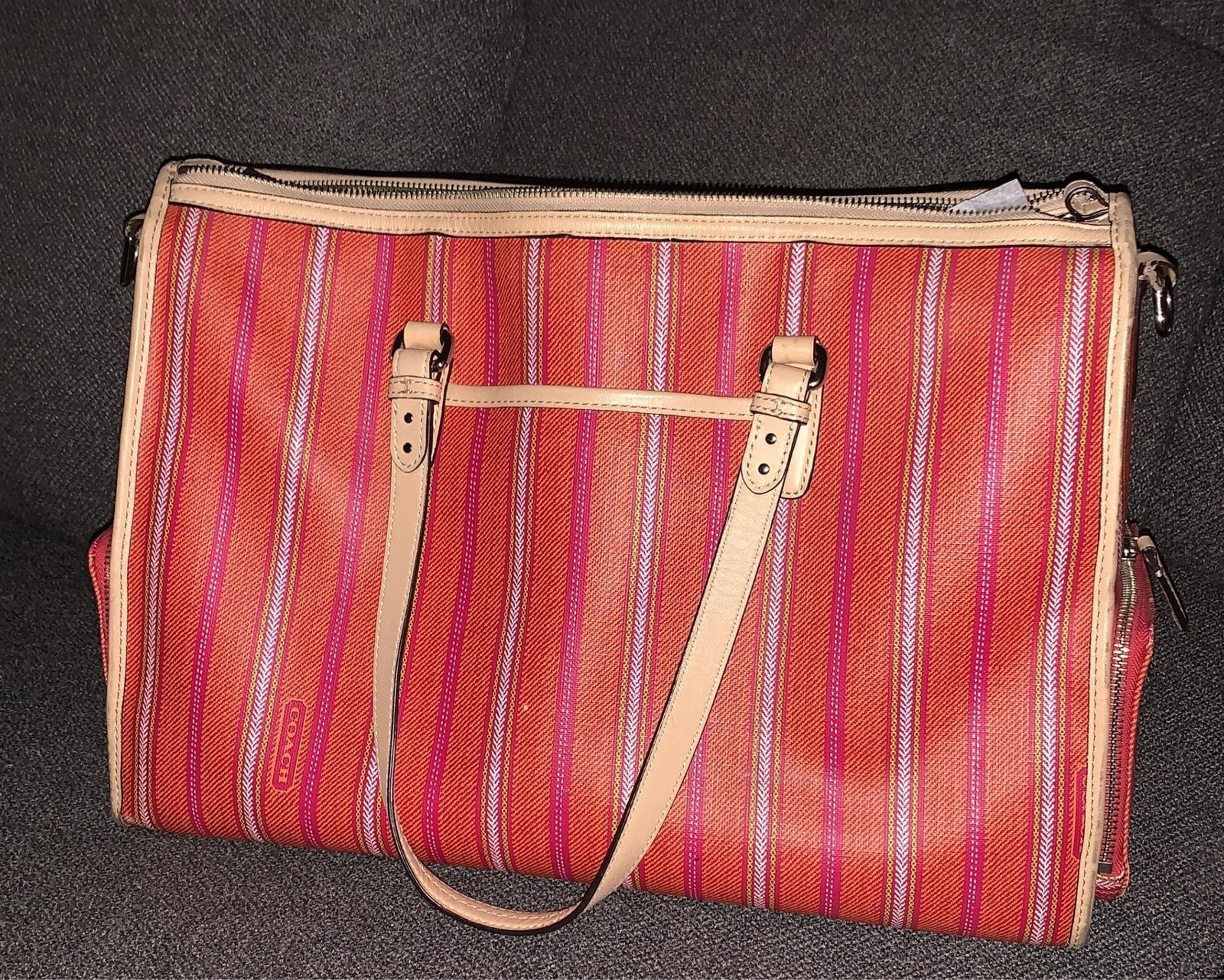 Coach Vinyl coated Legacy stripe diaper bag