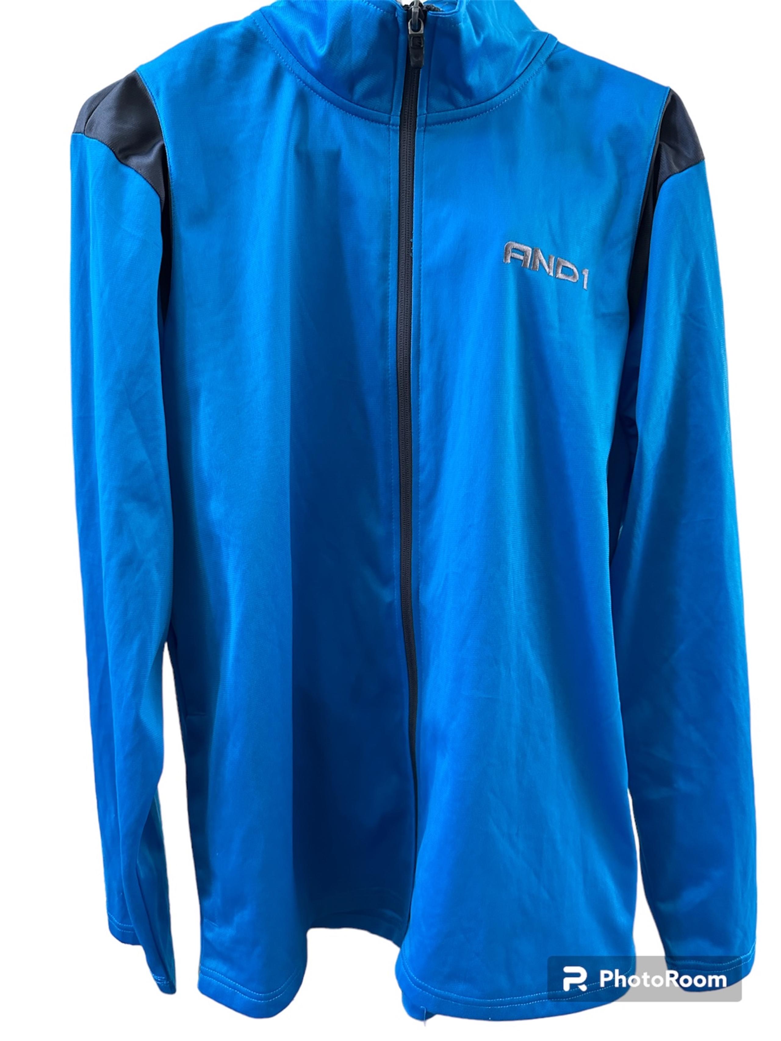 AND1 Men's Blue & Black Zippered Activewear Jacket. 2 Pockets. Size M