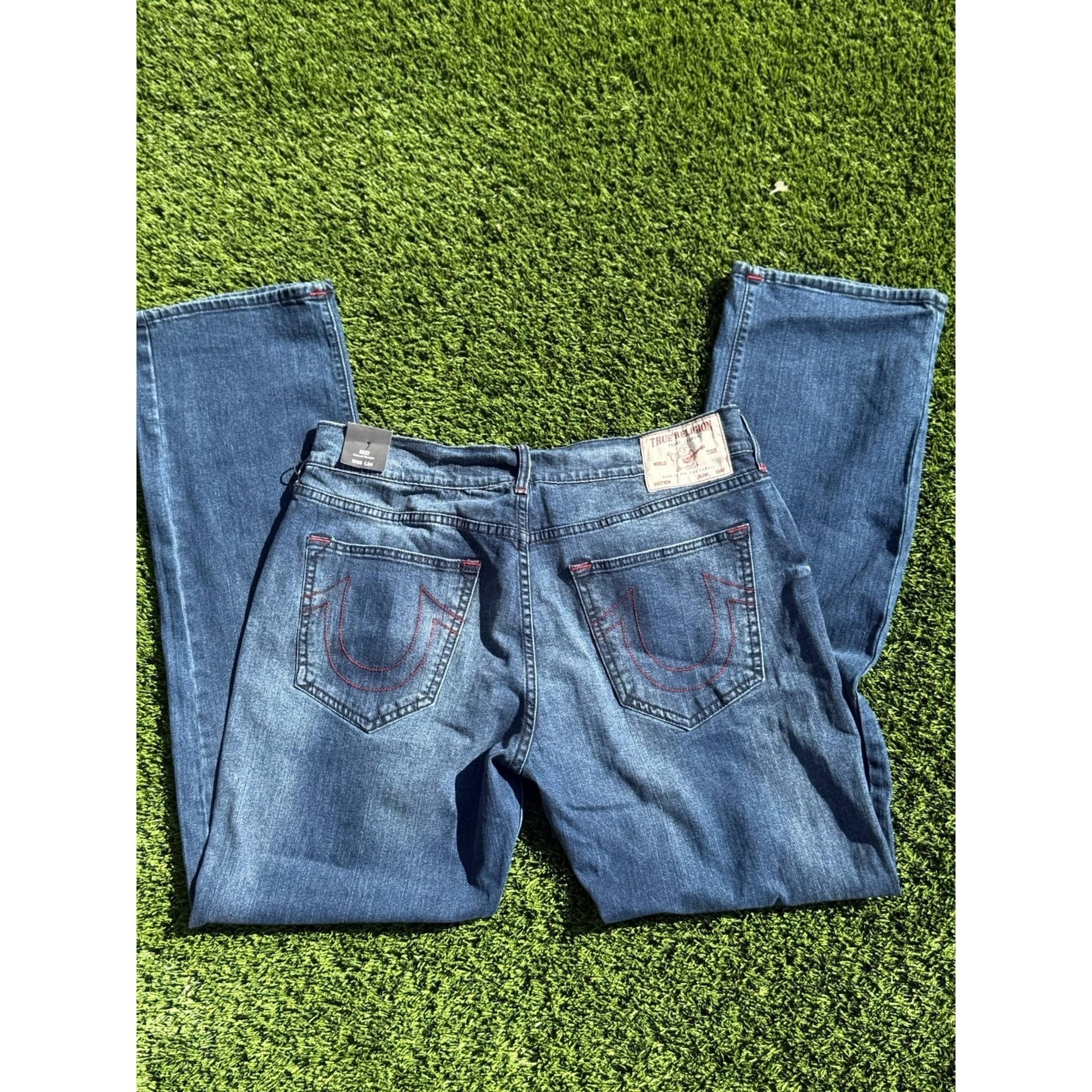 NWT True Religion Ricky Relaxed Straight Jeans Mens 36x34 Dark Indigo Blaster