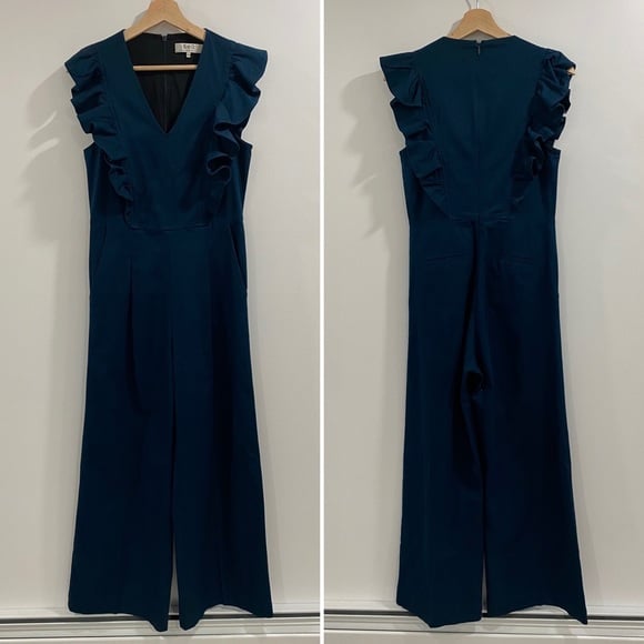 Sea New York Stevie Ruffled Sleeve Wide-Leg Crop Jumpsuit - Size 4
