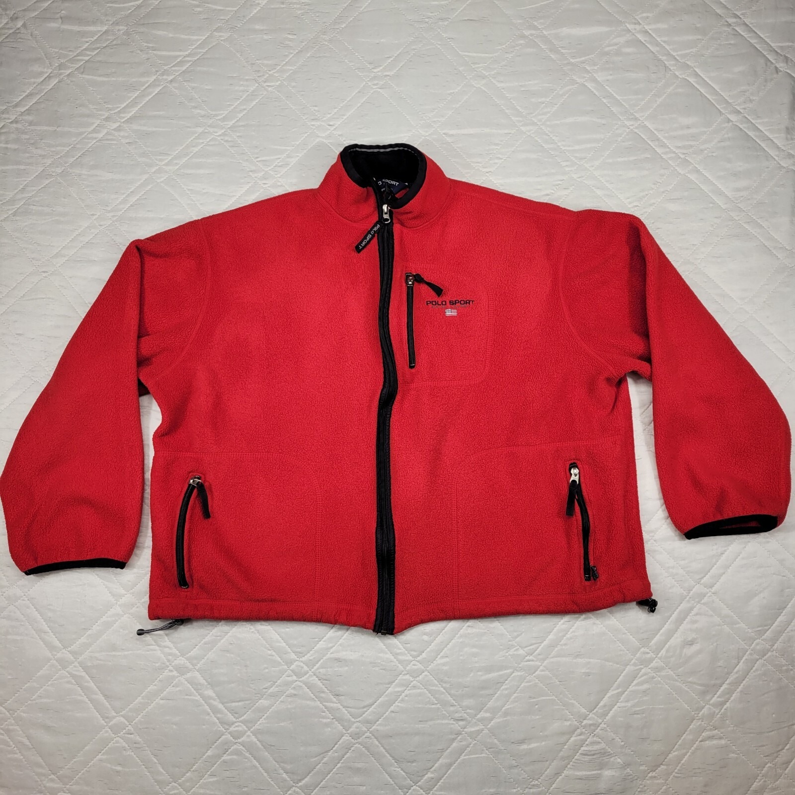 Polo Sport Ralph Lauren red full zip fleece jacket men's XL made in the USA