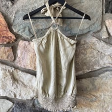 White House Black Market Y2K 100% Silk Halter Top