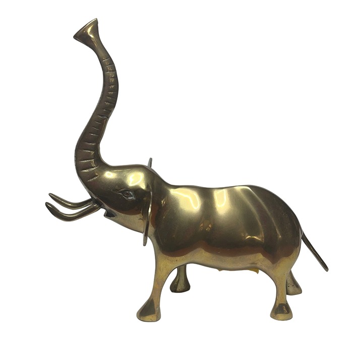 Vintage Brass Elephant Sculpture Figurine Trunk Raised